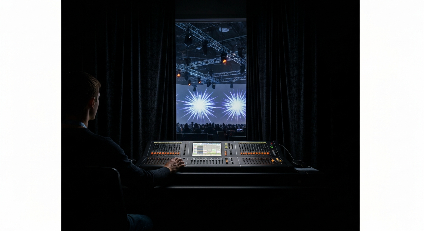 Live show operator at a visual-production console
