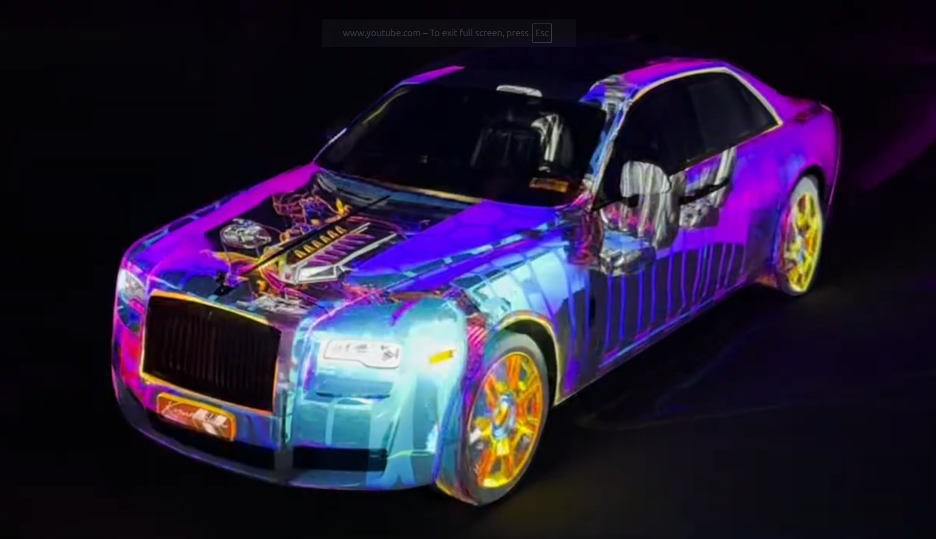 Projection mapped 2019 Rolls Royce Ghost with colorful visuals